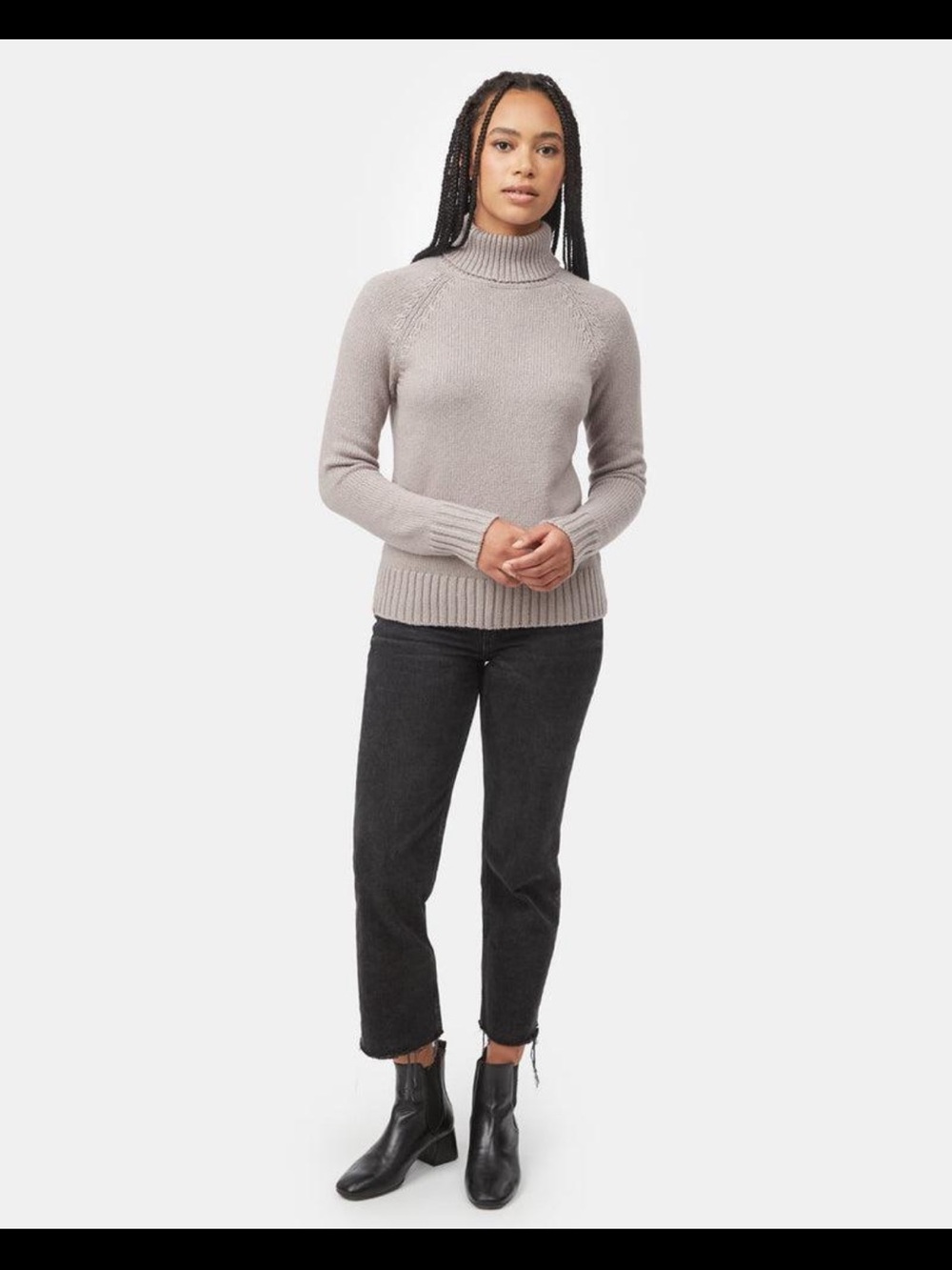 Tentree Highline Wool Turtleneck Sweater XL Fossil Heather Wool Blend